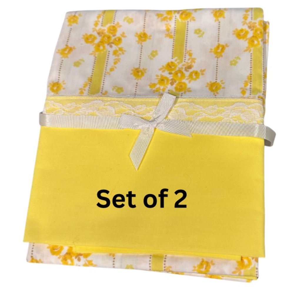 Set of 2 Wamsutta Supercale Plus Yellow Floral Pillowcases NWOT